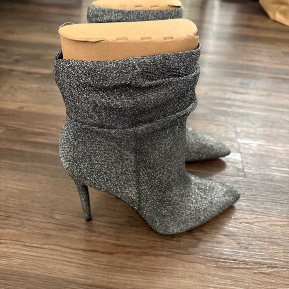 Jessica Simpson sz 9.5 metallic silver mobwife high heel sock boots NWT‎ - Picture 7 of 10